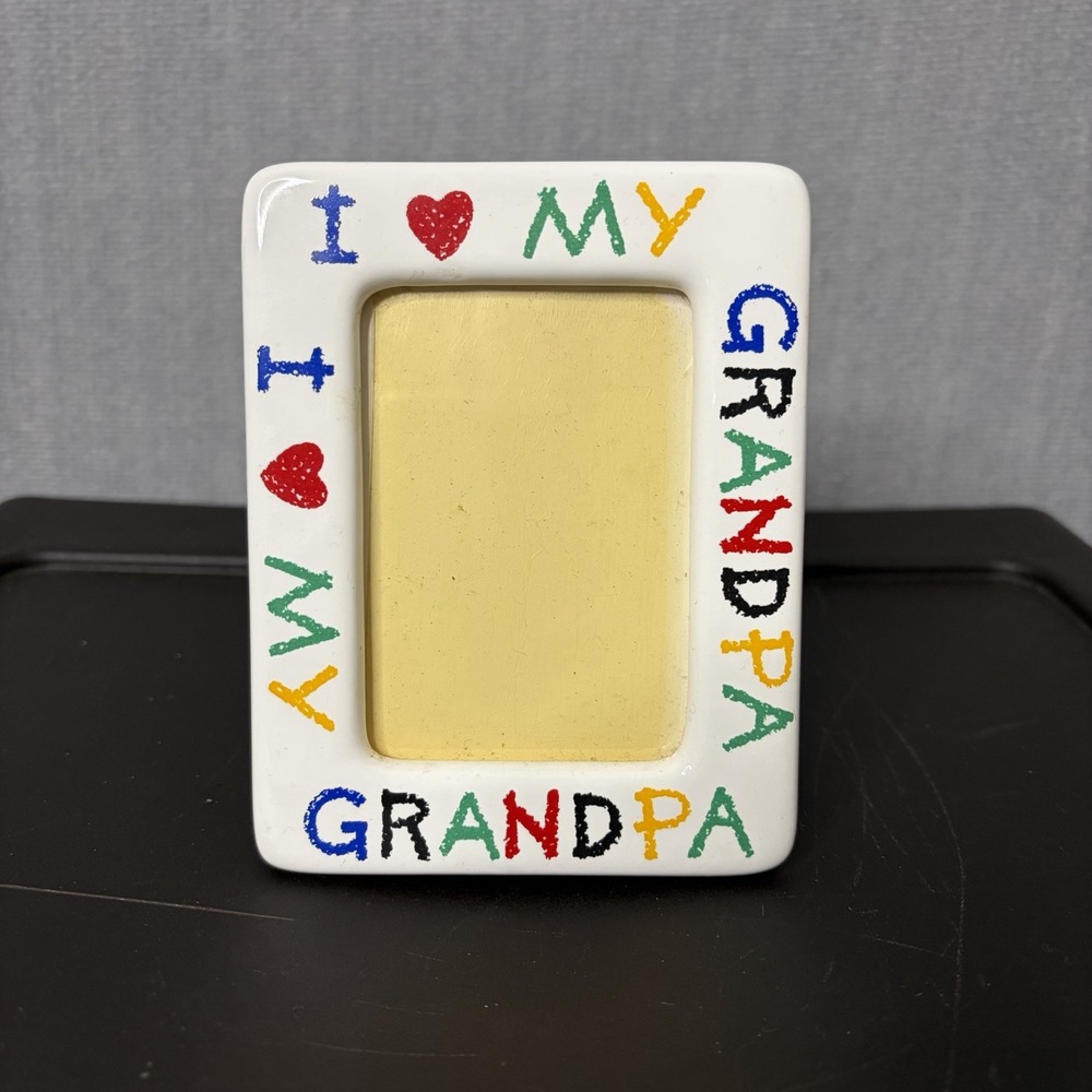 Retro Fridge Magnet Standin Colorful I Love My Grandpa Ceramic Picture Frame 3x4